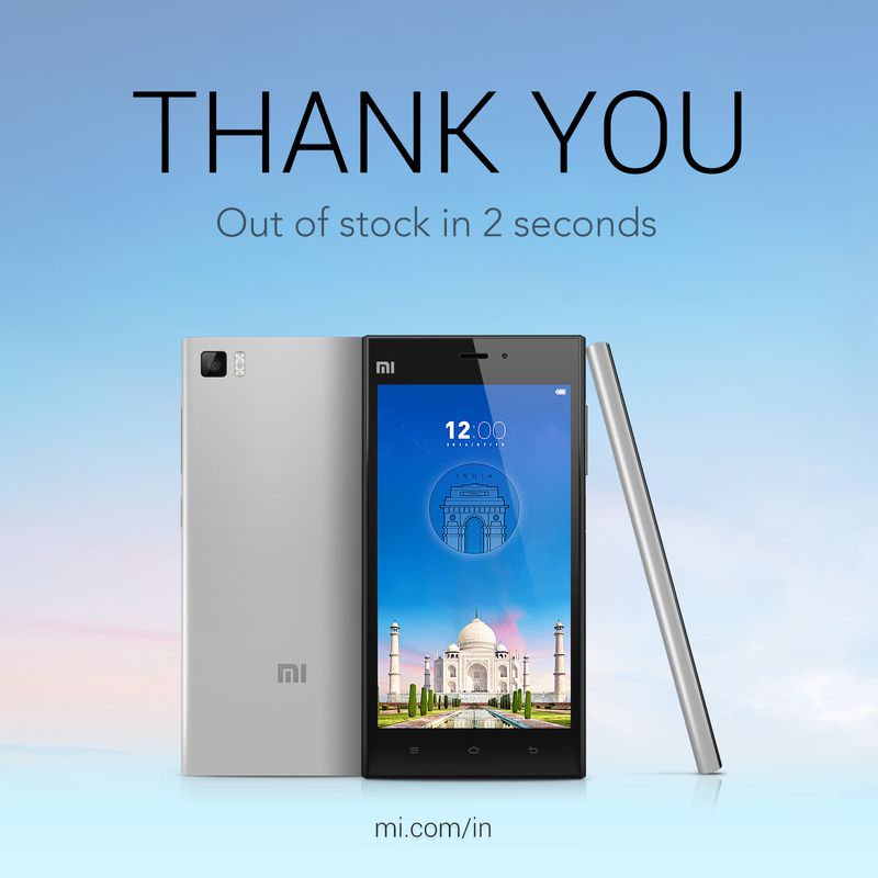 [Image] Xiaomi Mi 3 India Sale