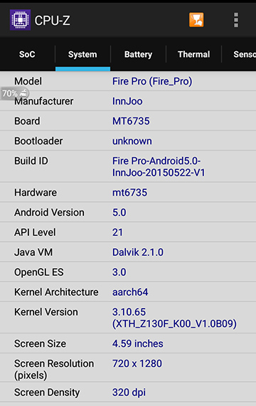 [image] Innjoo Fire Pro CPU