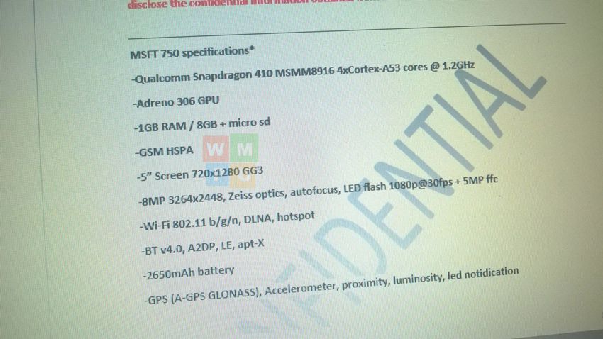 [image] Microsoft Lumia 750 Specifications