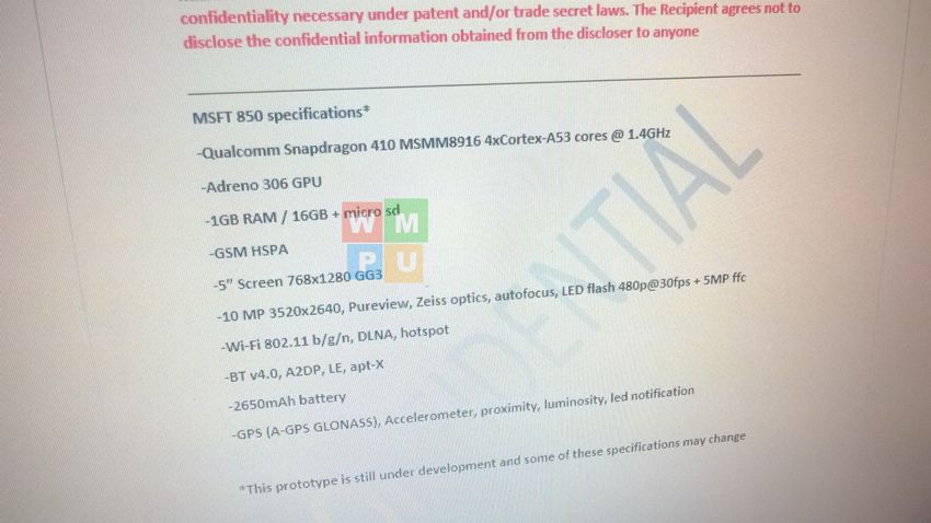 [image] Microsoft Lumia 850 Specifications
